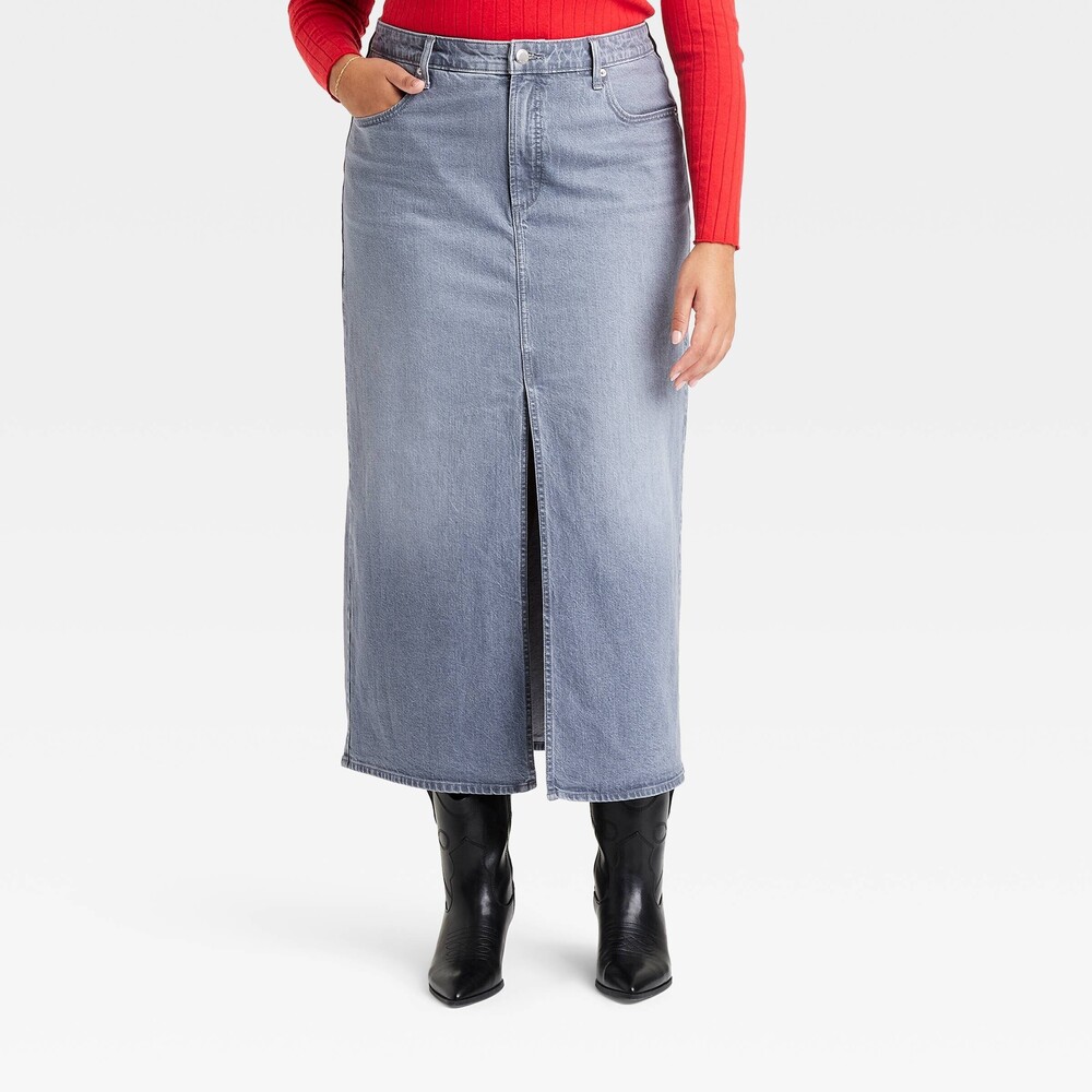 Universal Thread Denim Maxi Skirt with Slit